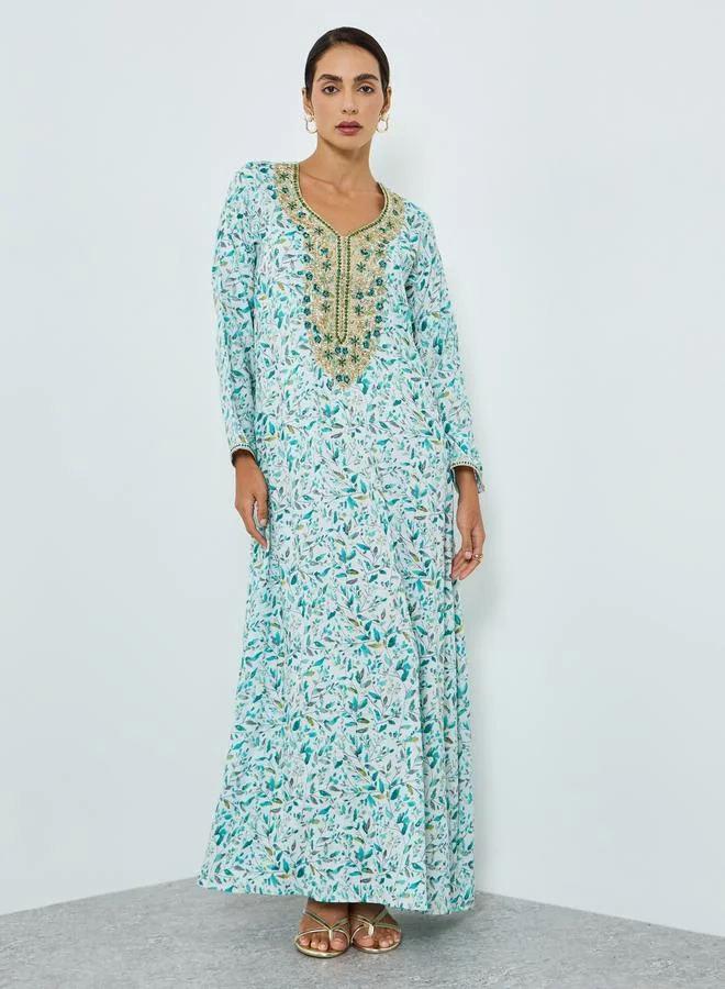 مكسيم كريشن جلابية مطرزة بطبعة زهور للنساء